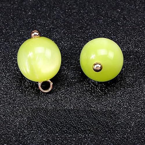 NHEISSCF Perlmuttknöpfe, 50 Stück 10 MM Orange Gelb Kleine Runde Kugel Perlenknöpfe Halbrunde Birne for Stoff Bastelknopf(Fluorescent Yellow) von NHEISSCF