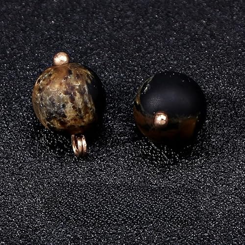 NHEISSCF Perlmuttknöpfe, 50 Stück 10 MM Orange Gelb Kleine Runde Kugel Perlenknöpfe Halbrunde Birne for Stoff Bastelknopf(Khaki Black) von NHEISSCF