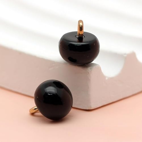 NHEISSCF Perlmuttknöpfe, 50 Stück 10 mm kleine runde Kugel Perlenknöpfe for Stoffherstellung, Kunstharz, Schaftknopf, Schwarz(Black) von NHEISSCF