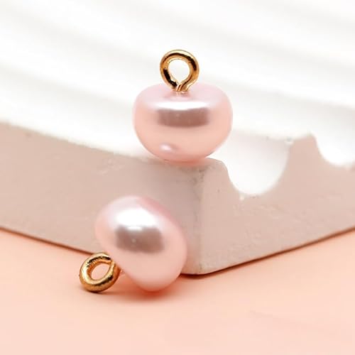 NHEISSCF Perlmuttknöpfe, 50 Stück 10 mm kleine runde Kugel Perlenknöpfe for Stoffherstellung, Kunstharz, Schaftknopf, Schwarz(Light Pink) von NHEISSCF