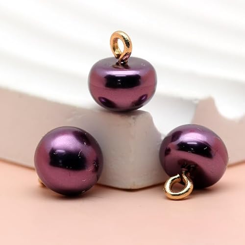 NHEISSCF Perlmuttknöpfe, 50 Stück 10 mm kleine runde Kugel Perlenknöpfe for Stoffherstellung, Kunstharz, Schaftknopf, Schwarz(Purple) von NHEISSCF