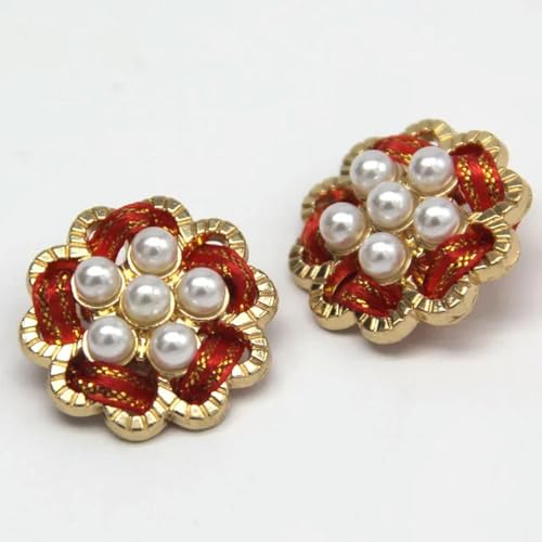 NHEISSCF Perlmuttknöpfe, 6 Stück 25 mm große Luxus-Perlenknöpfe for Damenmäntel for Nähen von Retro-Blazern, Anzügen, Kleidern, handgefertigten DIY-Bastelarbeiten(Red) von NHEISSCF