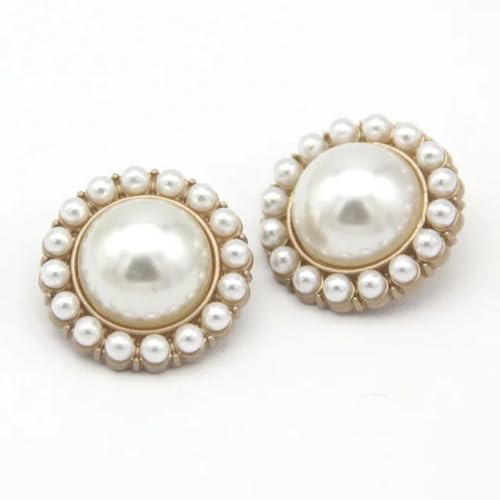 NHEISSCF Perlmuttknöpfe, 6 stücke 13/25mm Perle Strass Schmuck Gold Knöpfe for Kleidung Hochzeit Kleid Mantel Nähen Zubehör(Full Pearl,18mm 6pcs) von NHEISSCF
