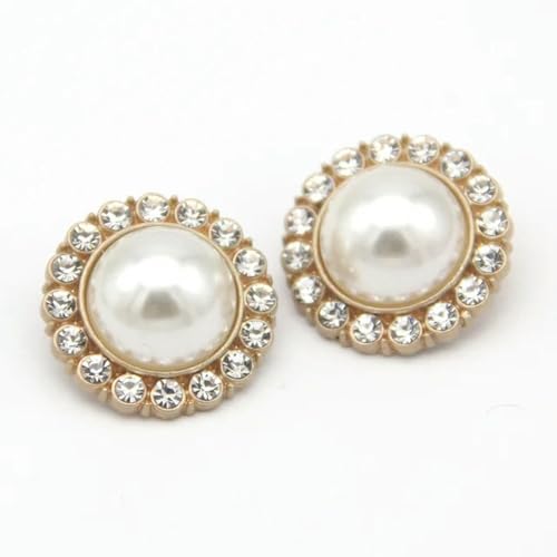 NHEISSCF Perlmuttknöpfe, 6 stücke 13/25mm Perle Strass Schmuck Gold Knöpfe for Kleidung Hochzeit Kleid Mantel Nähen Zubehör(Full Rhinestones,18mm 6pcs) von NHEISSCF
