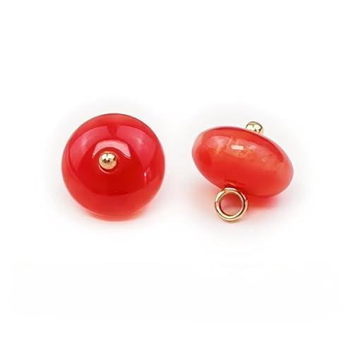 NHEISSCF Perlmuttknöpfe, 60 Stück 10 x 6 mm, lila/grün, kleine runde Kugel-Perlenknöpfe, halbrunde Birne for Stoffbastelknöpfe(Red) von NHEISSCF