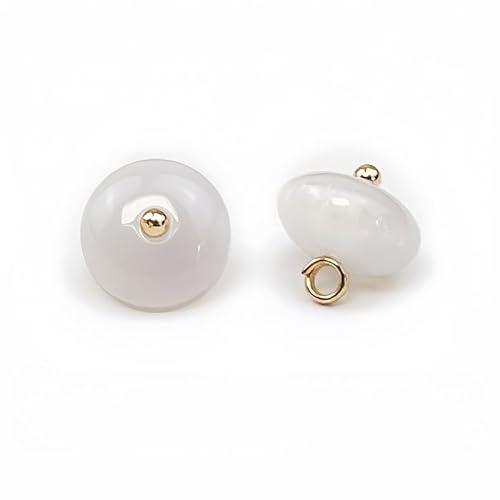NHEISSCF Perlmuttknöpfe, 60 Stück 10 x 6 mm, lila/grün, kleine runde Kugel-Perlenknöpfe, halbrunde Birne for Stoffbastelknöpfe(White) von NHEISSCF