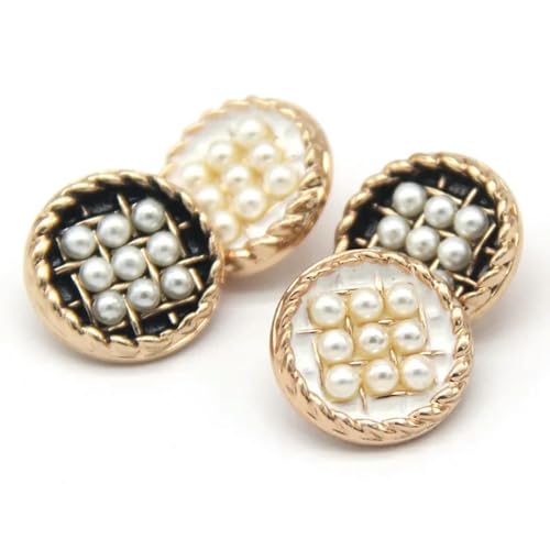 NHEISSCF Perlmuttknöpfe, Schmuckknöpfe aus Metall mit Perlen, 23 mm, goldfarben, for Kleidung, dekorative Bastelarbeiten, Nähzubehör, 10 Stück(Mixed,18mm 10pcs) von NHEISSCF
