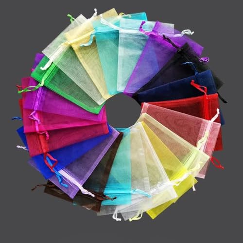 Organzabeutel lose, 50 teile/los 7*9/9*12/10*15/11*16/13*18 cm Kordelzug Organza Beutel Schmuck Verpackung Taschen Hochzeit Party Kleine Geschenk Tasche(.Random Mix,1 count (Pack of 1)) von NHEISSCF