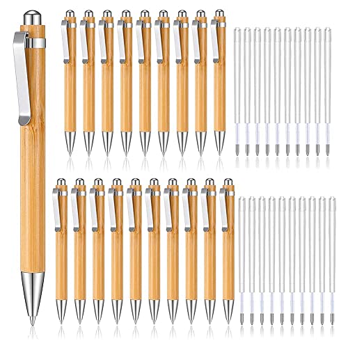 NHJSDLLMNZ Kugelschreiber 20 Stück Bambus-Druckkugelschreiber und 20 Stück zusätzliche Minen, Schwarze Tinte, 1 mm, Bambusstift, Druckkugelschreiber aus Holz NHJSDLLMNZ Kugelschreiber 20 Stück Bambus-Druckkugelschreiber und 20 Stück zusätzliche Minen, Schwarze Tinte, 1 mm, Bambusstift, Druckkugelschreiber aus Holz von NHJSDLLMNZ