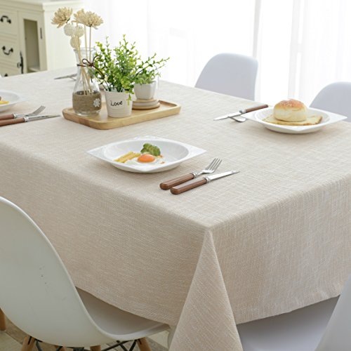 NHOMY Baumwoll-Leinen-Tischdecke, reine Farbe, Tischdecke für Küchentischdecken, rechteckig, dekorative Tischdecke, 130 x 180 cm (Beige, 130 x 180 cm) von NHOMY