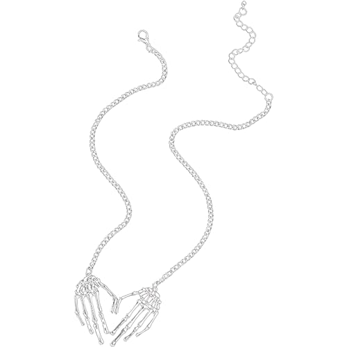 NHPY 1 Artikel Edelstahlkette Herren Skelett-Hand-Anhänger-Halskette für Männer Herren Halskette kubanische Gliederkette Herren Hip-Hop Kette Cuban Chain Necklace für Männer Jungen von NHPY