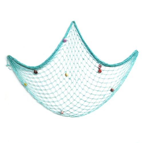 NHPY 1 Stück Fischernetz Kostüm, Fischernetz Deko Mit Muscheln, 1 * 2 M Deko Netz, Fischernetz Meerjungfrau Kostüm, Fischernetz Mit Muscheln Stil Fischernetze Für Zimmer, Hochzeit(Blau) von NHPY