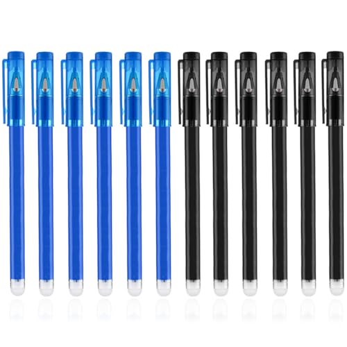 NHPY 12 Stück 0.7MM radierbarer kugelschreiber, kugelschreiber radierbar,Farbe Radierbarer, nachfüllbarer Gel-Tintenroller mit Druckmechanik und thermosensitiver Tinte von NHPY