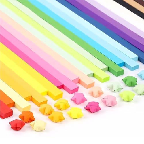 NHPY 1350 Streifen Origami Sterne Papierstreifen Package,Origami-Papier,Star Paper, Origami Papier Sterne, 27 Farben, geeignet für Bastelarbeiten in der Schule(Rainbow Colors) von NHPY