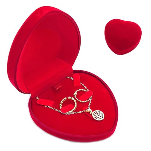 NHQ Samt Halskette Anhänger Armband Display Box,Geschenkbox Schmuck,Geschenkbox für Schmuck,Ring Box,Schmuck Box,Geschenkbox Kette,Gift Box für Hochzeitstag Valentinstag(Rot) von NHQZ