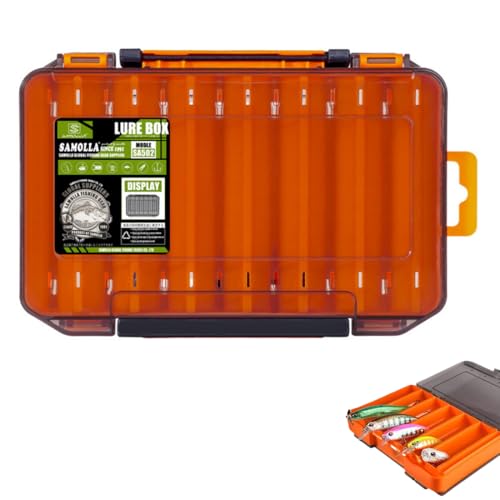 NHQZ 1 Stück Angel Koffer,Tackle Box Angeln,Köderbox Angeln, Kleinteile Angel Box,Angel Boxen,Sortierboxen für Kleinteile,Orange, groß, Angelköder Box,Geschenke für Papa und Opa von NHQZ