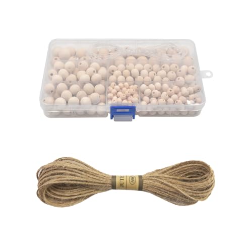 NHQZ 300 Stück 8mm Holzperlen Natur für Makramee Holzkugeln mit loch Runde Holzperlen zum auffädeln für DIY Dekorationen Schmuck von NHQZ