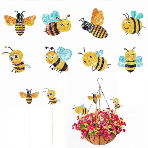 NHQZ 8 Stück Diamond Painting Biene Sets, Kinder und Erwachsene Gartendekoration für Draußen und Drinnen, Balkon Deko, Basteln Diamont Painting Geschenk für Mama und Kinder NHQZ 8 Stück Diamond Painting Biene Sets, Kinder und Erwachsene Gartendekoration für Draußen und Drinnen, Balkon Deko, Basteln Diamont Painting Geschenk für Mama und Kinder von NHQZ