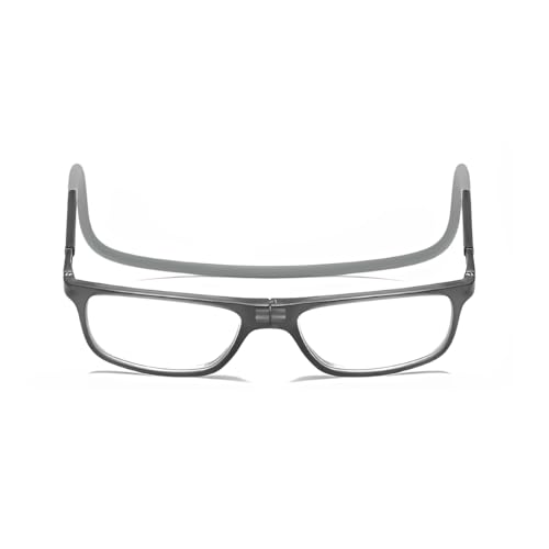 NHQZ Halfter Lesebrille mit Magnetverschluss, Lesebrillen, Bequem Magnetverschluss Vorne, Lesehilfe für Damen Herren (Grau 100 Grad) von NHQZ