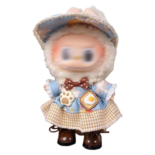 NHQZ Kleidung für 17 cm Labubu Puppe,Labubu Puppen Zubehör,Süße Puppenkleidung DIY Kinder Geschenk, 1 Mütze, 1 Strampler, ohne Puppe, Outfit mit brauner Fliege NHQZ Kleidung für 17 cm Labubu Puppe,Labubu Puppen Zubehör,Süße Puppenkleidung DIY Kinder Geschenk, 1 Mütze, 1 Strampler, ohne Puppe, Outfit mit brauner Fliege von NHQZ