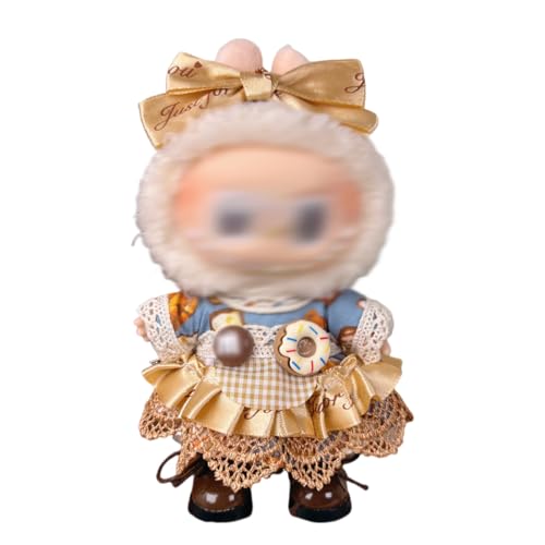 NHQZ Kleidung für 17 cm Labubu Puppe,Labubu Puppen Zubehör,Süße Puppenkleidung DIY Kinder Geschenk, 1 goldene Schleife, 1 Strampler, ohne Puppe, goldenes Donut-Set NHQZ Kleidung für 17 cm Labubu Puppe,Labubu Puppen Zubehör,Süße Puppenkleidung DIY Kinder Geschenk, 1 goldene Schleife, 1 Strampler, ohne Puppe, goldenes Donut-Set von NHQZ