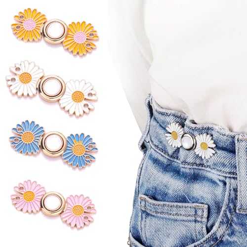NHQZ Knöpfe Hosen Enger Machen, Hosenbund Enger Machen, Hosenknopf zum Enger Machen, Arten Verstellbaren Taillenschnallen Knopf Jeans Rock zu groß, Hosen Knopf Spanner Fastener, 4 Stück von NHQZ