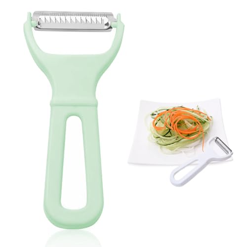 sparschäler spiralschneider gemüse julienneschneider karotten schneider gemüseschäler schäler zoodles zucchini spaghetti schneider,Sparschäler für Juliennestreifen aus Edesltahl, Grün von NHQZ