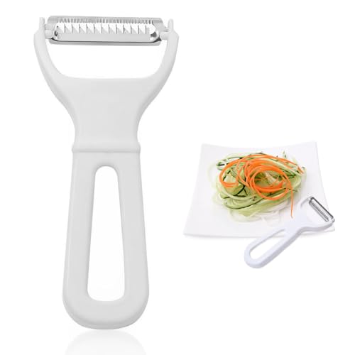 sparschäler spiralschneider gemüse julienneschneider karotten schneider gemüseschäler schäler zoodles zucchini spaghetti schneider,Sparschäler für Juliennestreifen aus Edesltahl, Weiß von NHQZ