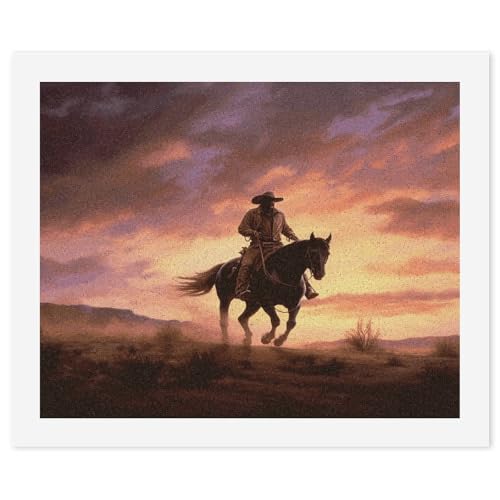 NHYDSPQ Digitales Gemälde zum Selbermachen, Cowboy-West-Druck, Malen nach Zahlen, Erwachsenen-Ölgemälde-Set, Malen nach Zahlen für Anfänger von NHYDSPQ