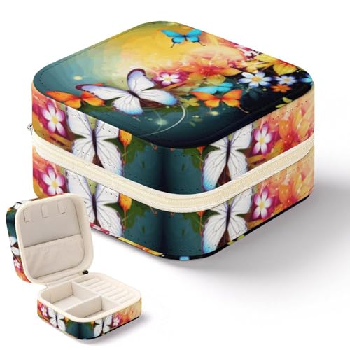 NHYDSPQ Schmuck-Aufbewahrungsbox, bunt mit Schmetterlings-Schmuckboxen, Mini-Reiseetui, Reise-Schmuckschatulle, Halsketten-Ring-Aufbewahrungs-Organizer NHYDSPQ Schmuck-Aufbewahrungsbox, bunt mit Schmetterlings-Schmuckboxen, Mini-Reiseetui, Reise-Schmuckschatulle, Halsketten-Ring-Aufbewahrungs-Organizer von NHYDSPQ