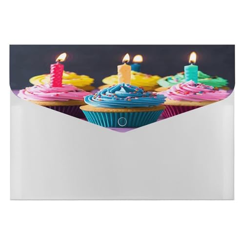 Poly-Ordner, bunte Happy Birthday Cupcakes Druckmappe, Kunststoff-Aktenordner, Portfolio-Mappe, Kunststoff-Umschläge mit Schnappverschluss Poly-Ordner, bunte Happy Birthday Cupcakes Druckmappe, Kunststoff-Aktenordner, Portfolio-Mappe, Kunststoff-Umschläge mit Schnappverschluss von NHYDSPQ