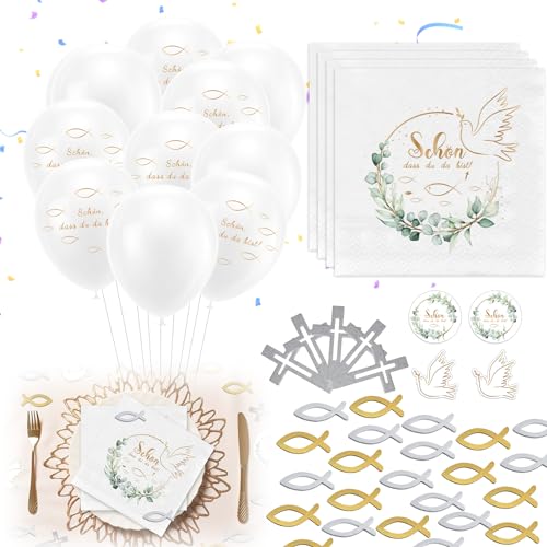 120 Stück Kommunion Deko, Servietten Fisch Gold, Taufdeko Junge Mädchen, Servietten, Holz Fische Deko, Luftballons, Kommunion Taufe Tischdeko, Konfirmation Deko Servietten Taufdeko Tisch Deko (A) 120 Stück Kommunion Deko, Servietten Fisch Gold, Taufdeko Junge Mädchen, Servietten, Holz Fische Deko, Luftballons, Kommunion Taufe Tischdeko, Konfirmation Deko Servietten Taufdeko Tisch Deko (A) von NHYDZSZ