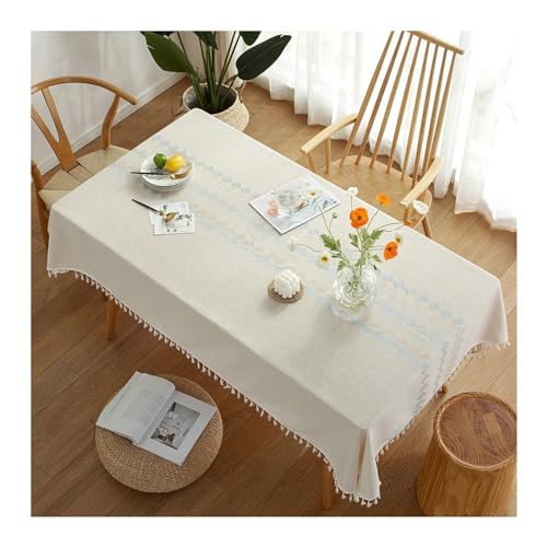 Dining -Tischdecke, Rechteckblau Tischtuch 140x260 cm Polyester Hitzebestickung Stick Dining -Tischdecke, Rechteckblau Tischtuch 140x260 cm Polyester Hitzebestickung Stick von NHYHEHMR
