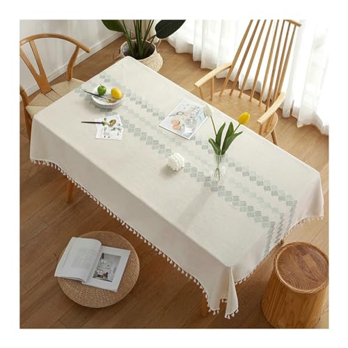 Esstisch Stoff Quadrat, Rechteck -Tischdecke 140x140 cm Polyester Waschbares Stickerei mit Quasten -Tischdecke für Küche Dinning Tabletop Dekoration, Cyan Esstisch Stoff Quadrat, Rechteck -Tischdecke 140x140 cm Polyester Waschbares Stickerei mit Quasten -Tischdecke für Küche Dinning Tabletop Dekoration, Cyan von NHYHEHMR