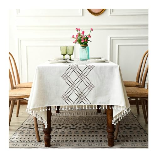 Esstisch Stoff Quadrat, rechteckig Grauer Tisch Kleidung 140x180 cm Polyester wiederverwendbarer Rhombus mit Quasten -Tischdecke für Esstisch Esstisch Stoff Quadrat, rechteckig Grauer Tisch Kleidung 140x180 cm Polyester wiederverwendbarer Rhombus mit Quasten -Tischdecke für Esstisch von NHYHEHMR
