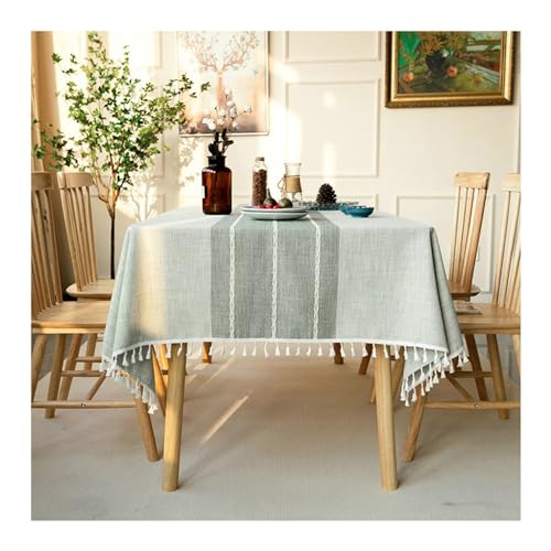 Esstischtücher Rechteck, graues Tischtuch 90x140 cm Polyester Waschableer Streifen mit Quasten -Tischdecke für Küchenessen ESS Esstischtücher Rechteck, graues Tischtuch 90x140 cm Polyester Waschableer Streifen mit Quasten -Tischdecke für Küchenessen ESS von NHYHEHMR