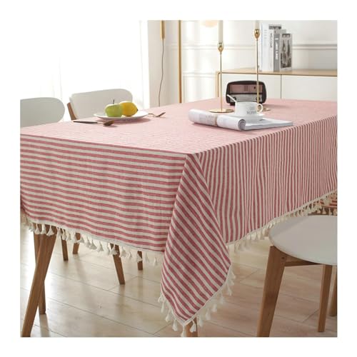 Esszimmer Tischdecke länglich, rechteckiger roter Tisch Kleidung 120x160 cm Polyester Hitzebeständige Streifen mit Quasten Tischtüchern für Innen- und Außengebrauch Esszimmer Tischdecke länglich, rechteckiger roter Tisch Kleidung 120x160 cm Polyester Hitzebeständige Streifen mit Quasten Tischtüchern für Innen- und Außengebrauch von NHYHEHMR