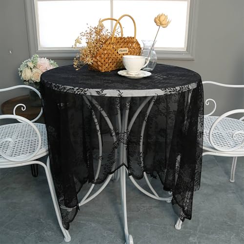 Esszimmer Tischdecken, runde Tischdecke 70 x 180 cm Polyester Hitzebeständiger hohler Spitze Blume Sticker Tischtücher für Partys, Küchenessen, Urlaub, Schwarz Esszimmer Tischdecken, runde Tischdecke 70 x 180 cm Polyester Hitzebeständiger hohler Spitze Blume Sticker Tischtücher für Partys, Küchenessen, Urlaub, Schwarz von NHYHEHMR