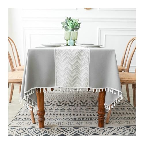Farmhouse -Rechteck -Tischdecke, graue Tischkleidung 140x260 cm Polyester wasserdichtes Wellenmuster mit Quasten -Tischdecke für Esstisch Farmhouse -Rechteck -Tischdecke, graue Tischkleidung 140x260 cm Polyester wasserdichtes Wellenmuster mit Quasten -Tischdecke für Esstisch von NHYHEHMR