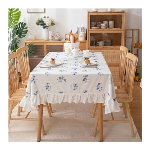 Farmhouse Rechteckige Tischdecke, Küchentisch Kleidung 140x300 cm Baumwolle wasserdichte Obst und Blatt Stickerei Tischdecke für Esstisch, blau Weiß Farmhouse Rechteckige Tischdecke, Küchentisch Kleidung 140x300 cm Baumwolle wasserdichte Obst und Blatt Stickerei Tischdecke für Esstisch, blau Weiß von NHYHEHMR