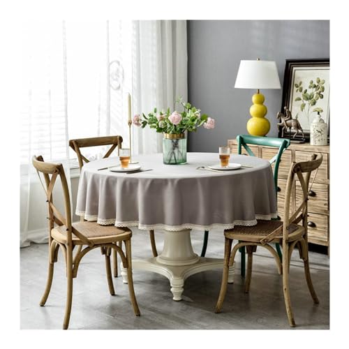 Küchentisch Kleidung runde, graue Tischdecke rund 240 cm Polyester Nicht -Slip -Feste Farbe mit Spitzenkante Tischdecke für Küchen Dinning Tabletop Dekoration Küchentisch Kleidung runde, graue Tischdecke rund 240 cm Polyester Nicht -Slip -Feste Farbe mit Spitzenkante Tischdecke für Küchen Dinning Tabletop Dekoration von NHYHEHMR