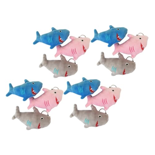 NHYHEHMR 12pcs Cartoon Hai Plüschschlüsselkette entzückender Rucksack -Anhänger Dekorationsbeutel Anhänger und für Haifischthemenpartys vorhanden von NHYHEHMR