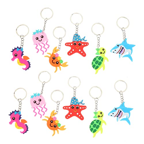 NHYHEHMR 12pcs Ocean World Keychain Tier -Themen -Geldbörse Anhänger einzigartige Schlüsselringzubehör für Taschen kreative Dekorationen mit Haifischqualle Krabben Seeröckchen von NHYHEHMR