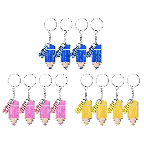 NHYHEHMR 12x Bunte Tassels Bleistift Schlüsselbund klarer Acryl -Ornamente Schlüsselbund -Abschluss -Thema Schlüsselbundschlüsselringe von NHYHEHMR
