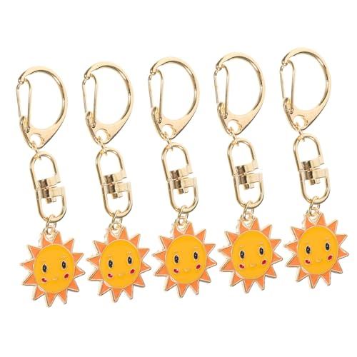 NHYHEHMR 5pcs legierte Schlüsselkette Schlüsselbund Sonnenschlüssel Ring Anhänger Keys Party Key Ringe Ornamente Souvenir Tag Lass Damen kleine Legierungsringe Kreativer Schlüsselhalter Gelb gelb von NHYHEHMR