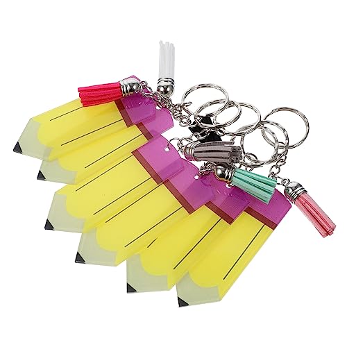 NHYHEHMR 6pcs Bleistift Keyrings Acrylschlüsselkäse Stylische Bleistift -Form -Schlüsselanhänger für Lehrerparty für Taschen- und Schlüsseldekoration von NHYHEHMR