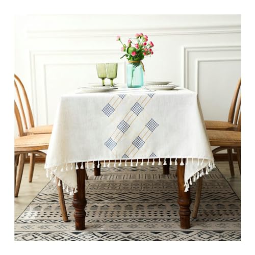 NHYHEHMR Quadratische Tischkleidung, Rechteckblau Tischtuch 140x220 cm Polyester wiederverwendbar NHYHEHMR Quadratische Tischkleidung, Rechteckblau Tischtuch 140x220 cm Polyester wiederverwendbar von NHYHEHMR