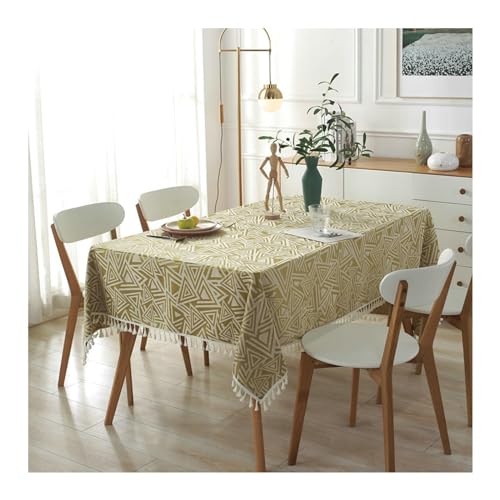 NHYHEHMR Tischtuch rechteckig, Küchentischtuch 120x120 cm Polyester waschbares Dreieck Jacquard mit Quasten Tischtuch zum Essen im Innenbereich und im Freien, gelbgrün NHYHEHMR Tischtuch rechteckig, Küchentischtuch 120x120 cm Polyester waschbares Dreieck Jacquard mit Quasten Tischtuch zum Essen im Innenbereich und im Freien, gelbgrün von NHYHEHMR