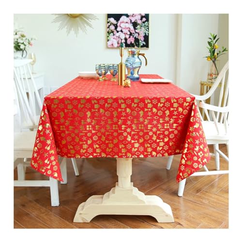 Quadratische Tischkleidung, Rechteck -Tischdecke 110x110 cm Leinen Hitzefantes Weihnachtsfest -Geschenke Tischdecke für Küchen Dinning Tabletop Dekoration, rotes Gold Quadratische Tischkleidung, Rechteck -Tischdecke 110x110 cm Leinen Hitzefantes Weihnachtsfest -Geschenke Tischdecke für Küchen Dinning Tabletop Dekoration, rotes Gold von NHYHEHMR