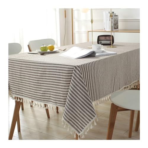 Speise Tischdecke rechteckig, Couchtischtuch 120x160 cm Polyester wasserdichte Streifen mit Quasten -Tischdecke für Küchenessen Essen Speise Tischdecke rechteckig, Couchtischtuch 120x160 cm Polyester wasserdichte Streifen mit Quasten -Tischdecke für Küchenessen Essen von NHYHEHMR